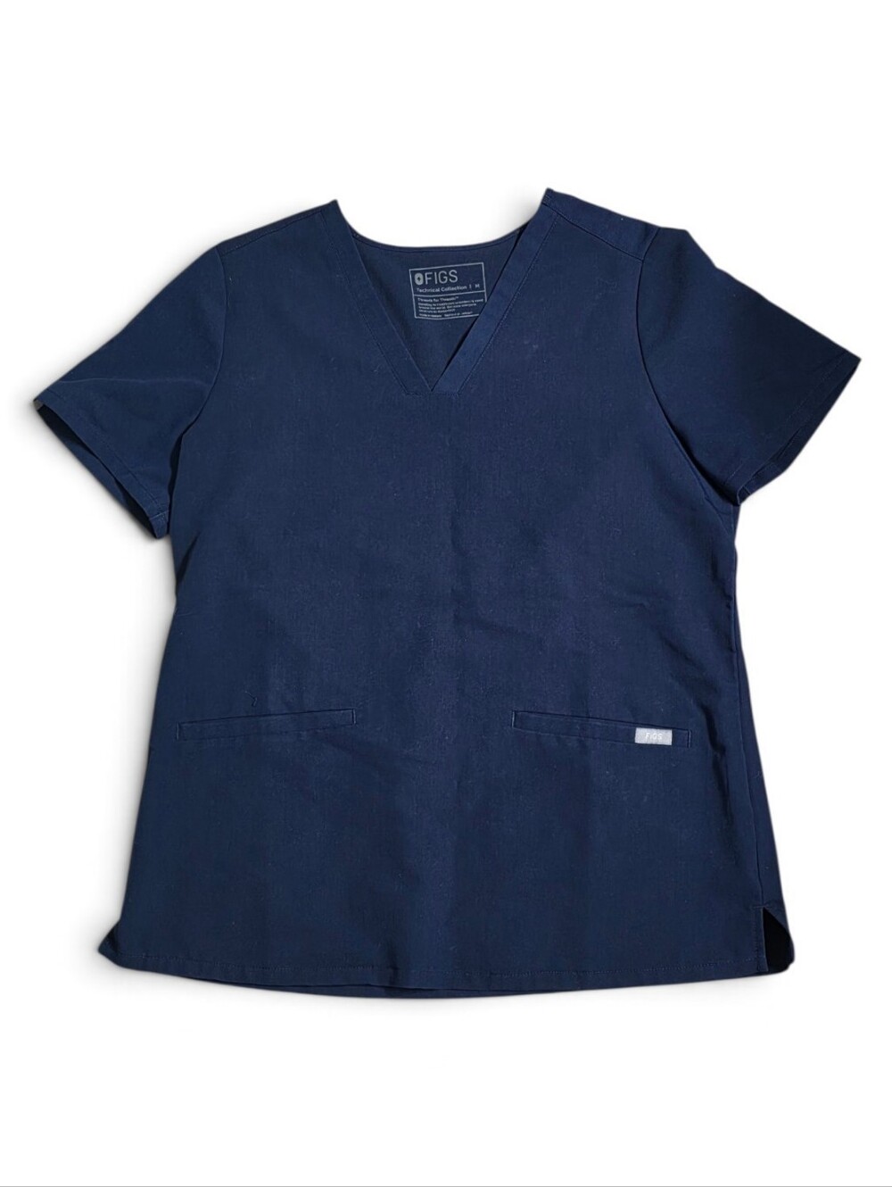 Figs Navy Blue V Neck Scrub Top Size Medium - Picture 1 of 4
